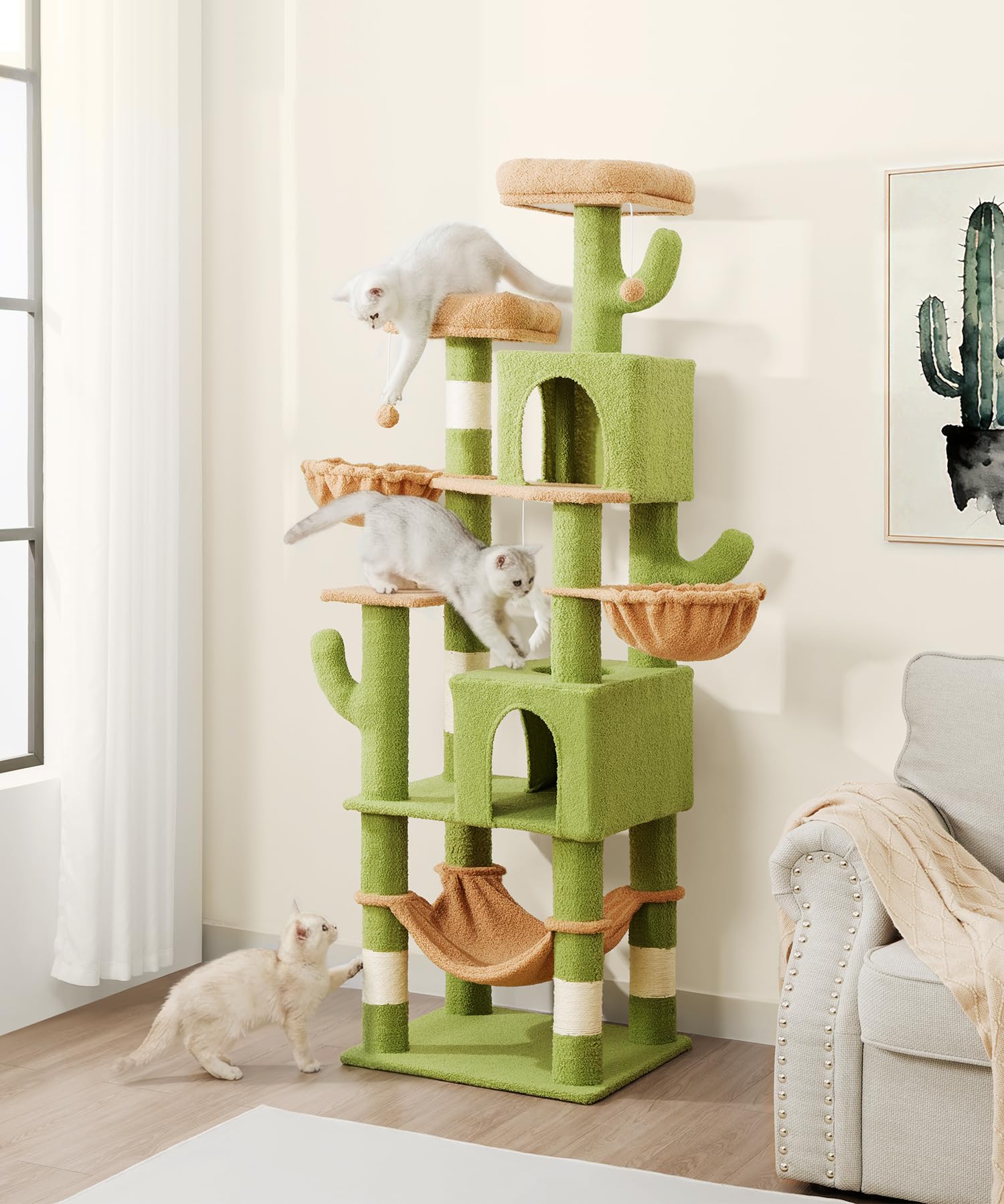 AMHANCIBLE Árbol para Gatos 70 pulgadas: anclajes de pared para mayor seguridad.