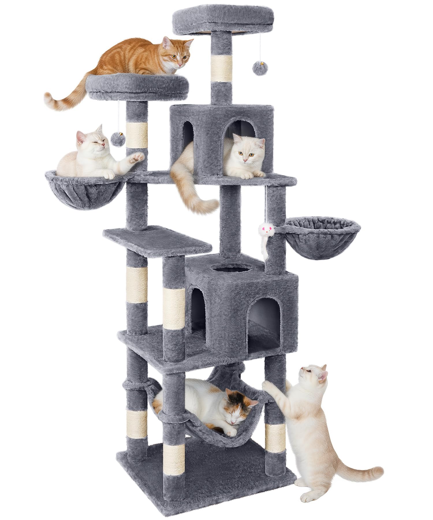 AMHANCIBLE Árbol para Gatos 70 Pulgadas, anclajes de pared para estabilidad adicional.