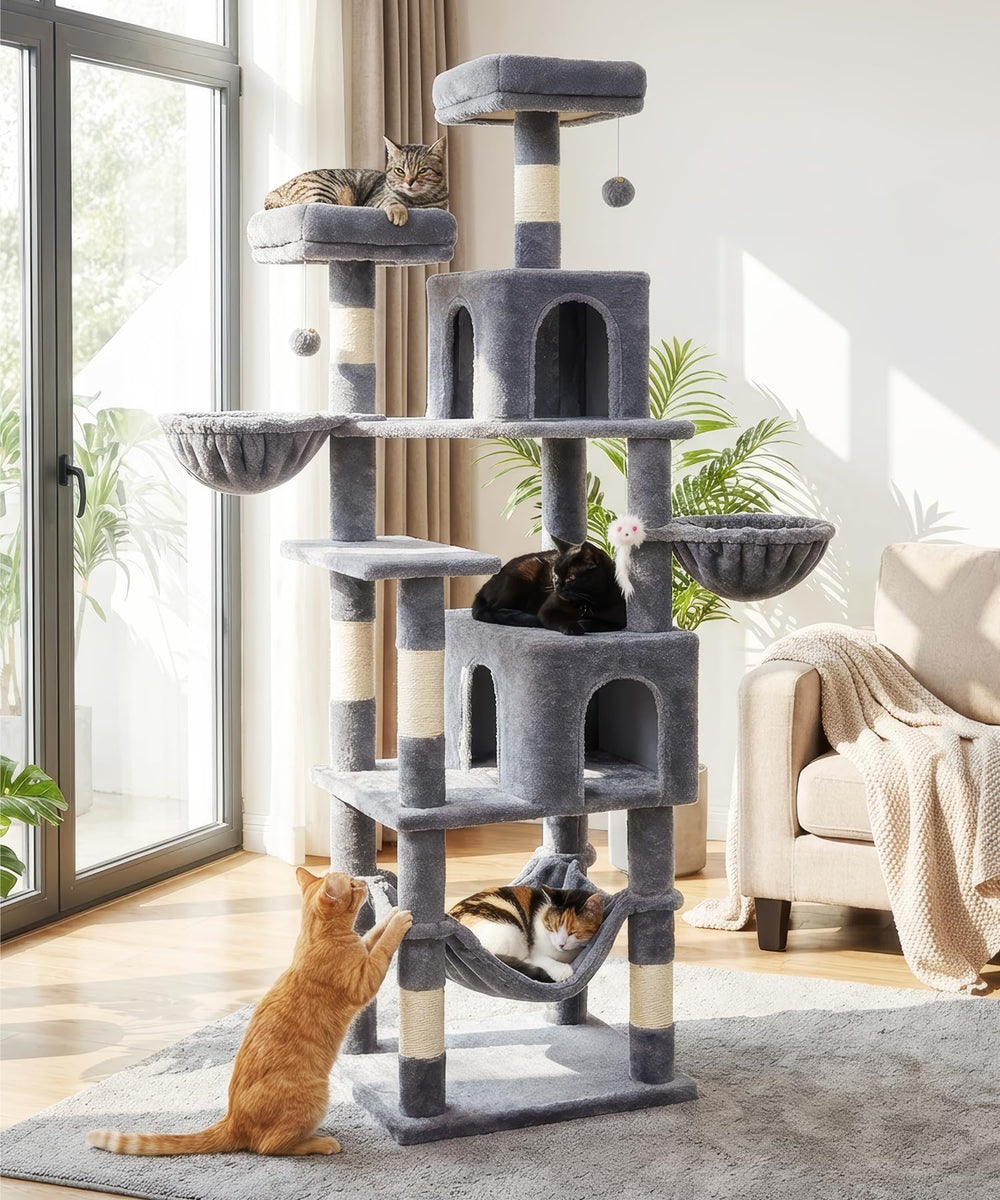 AMHANCIBLE Árbol para Gatos 70 Pulgadas, base estable para juego seguro.