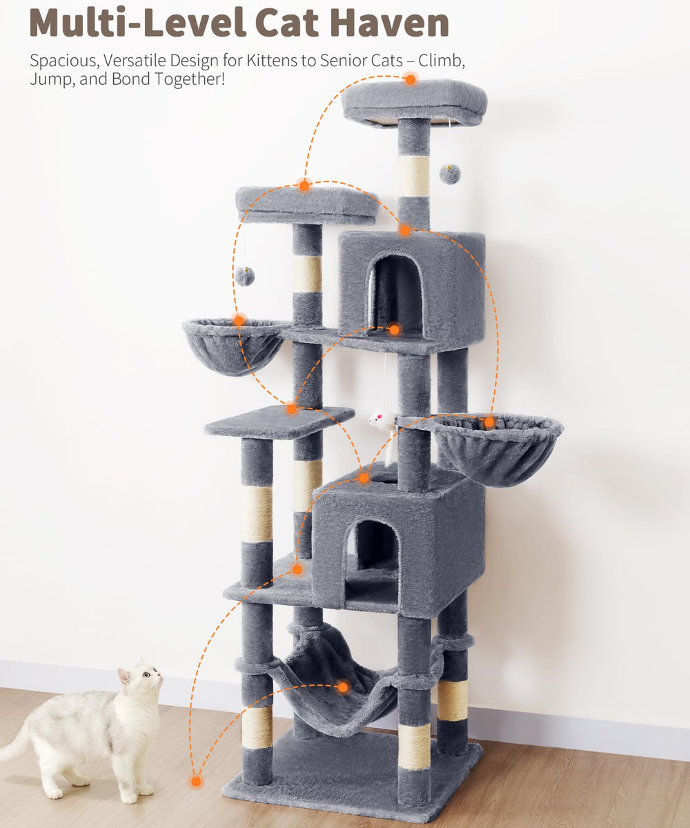 AMHANCIBLE Árbol para Gatos 70 Pulgadas, cesta colgante para diversión y observación.