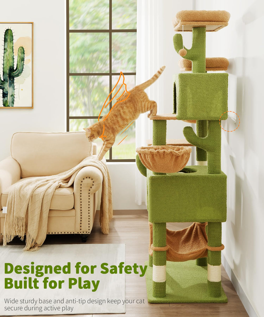 AMHANCIBLE Árbol para Gatos 70 pulgadas: condos grandes para descanso compartido.