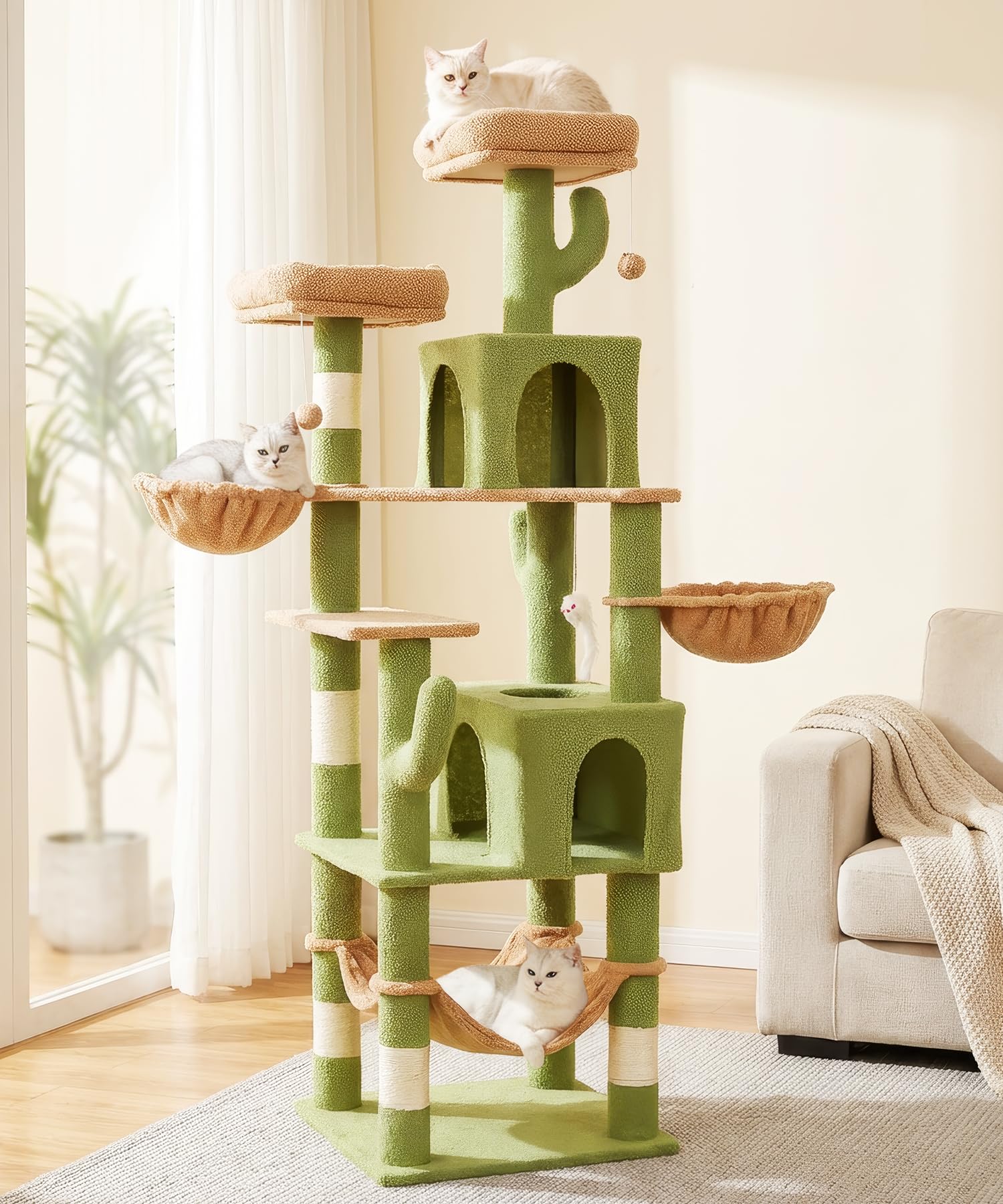 AMHANCIBLE Árbol para Gatos 70 pulgadas: vista general para juego y descanso.