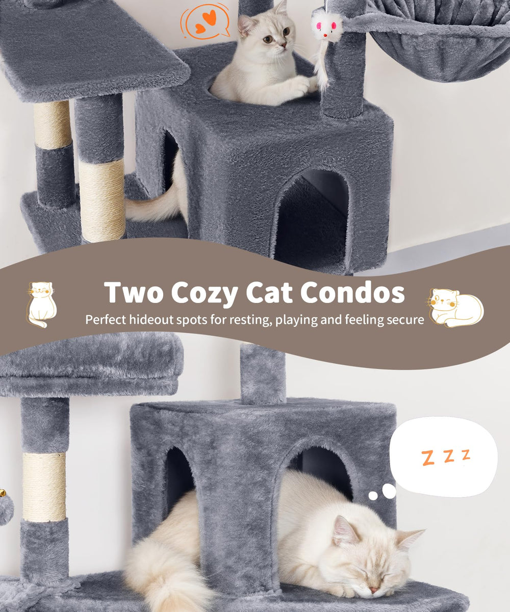AMHANCIBLE Árbol para Gatos 70 Pulgadas, hamaca acolchada para siestas relajadas.