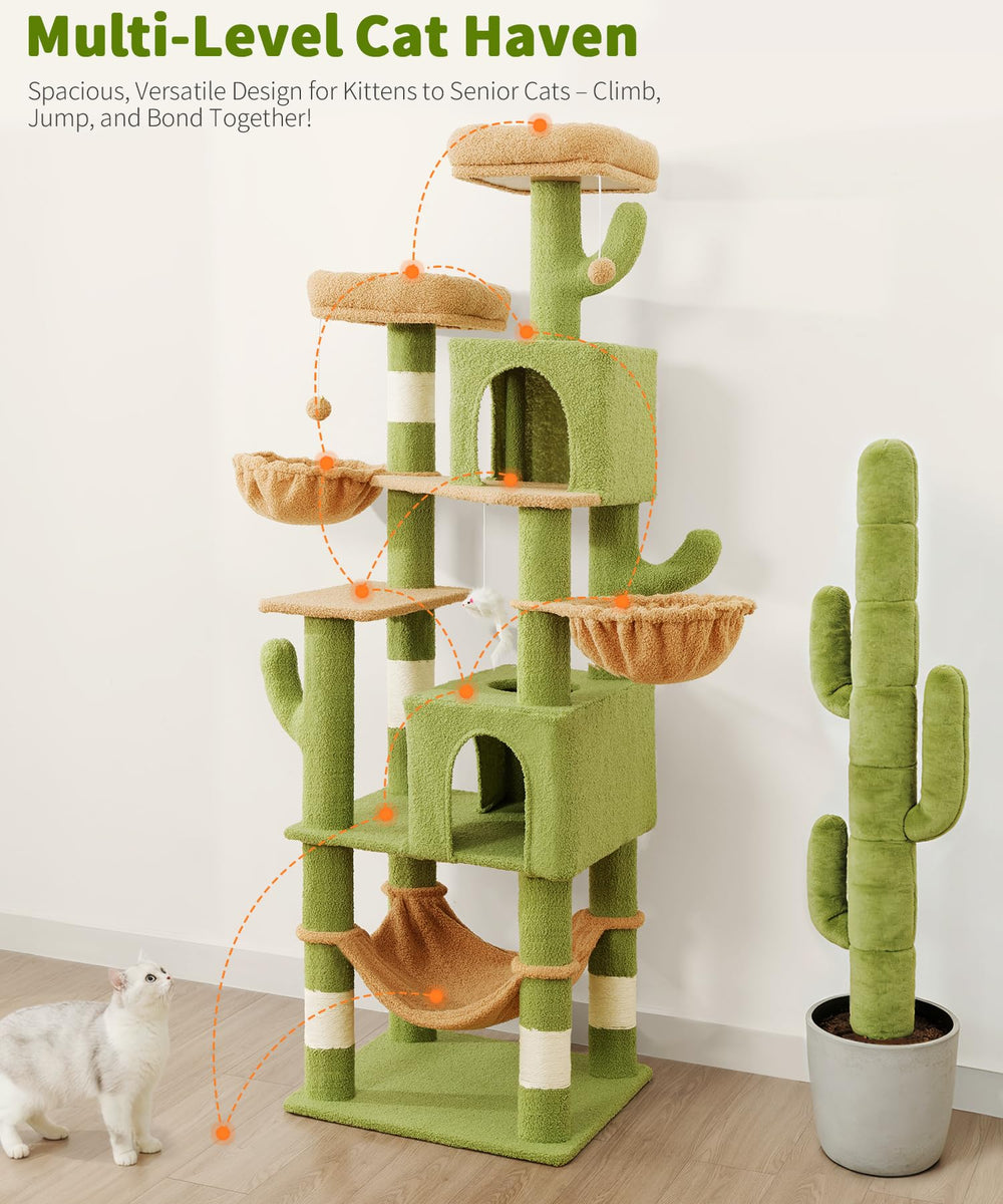 AMHANCIBLE Árbol para Gatos 70 pulgadas: hamaca suave para descanso elevado.