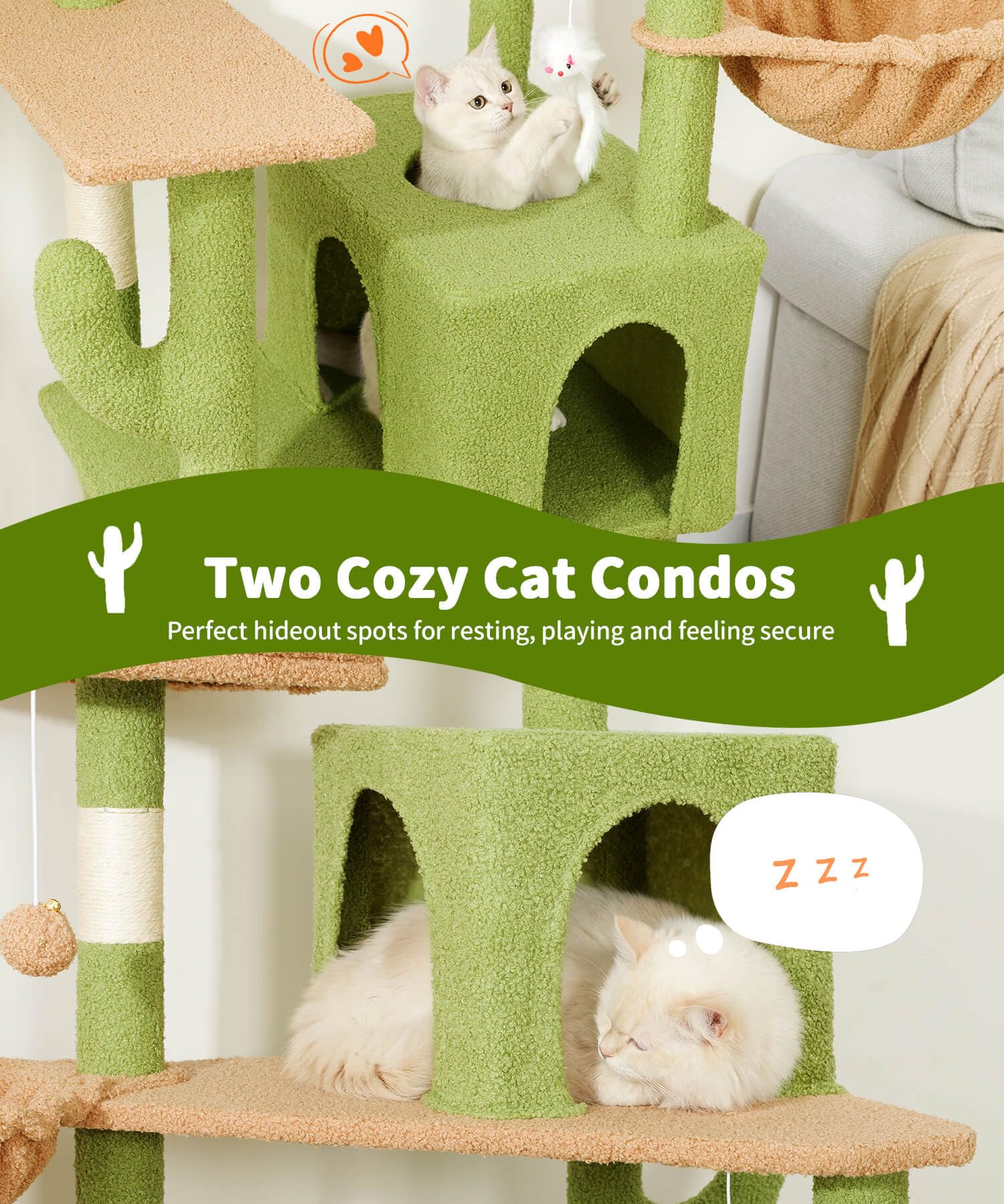AMHANCIBLE Árbol para Gatos 70 pulgadas: perchas amplias para siestas cómodas.