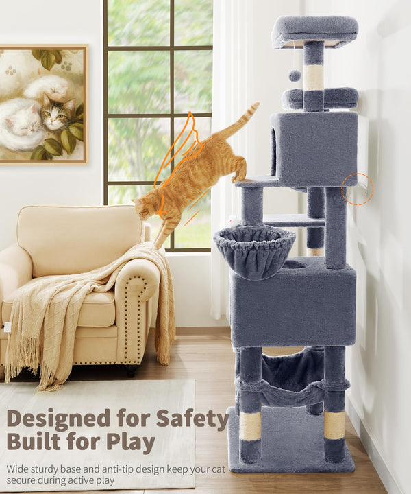 AMHANCIBLE Árbol para Gatos 70 Pulgadas, postes de rascado de sisal para proteger muebles.