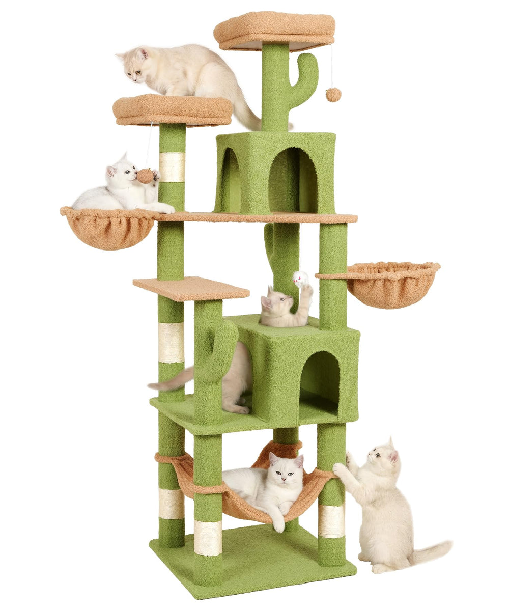 AMHANCIBLE Árbol para Gatos 70 pulgadas: terciopelo y decoración elegante.