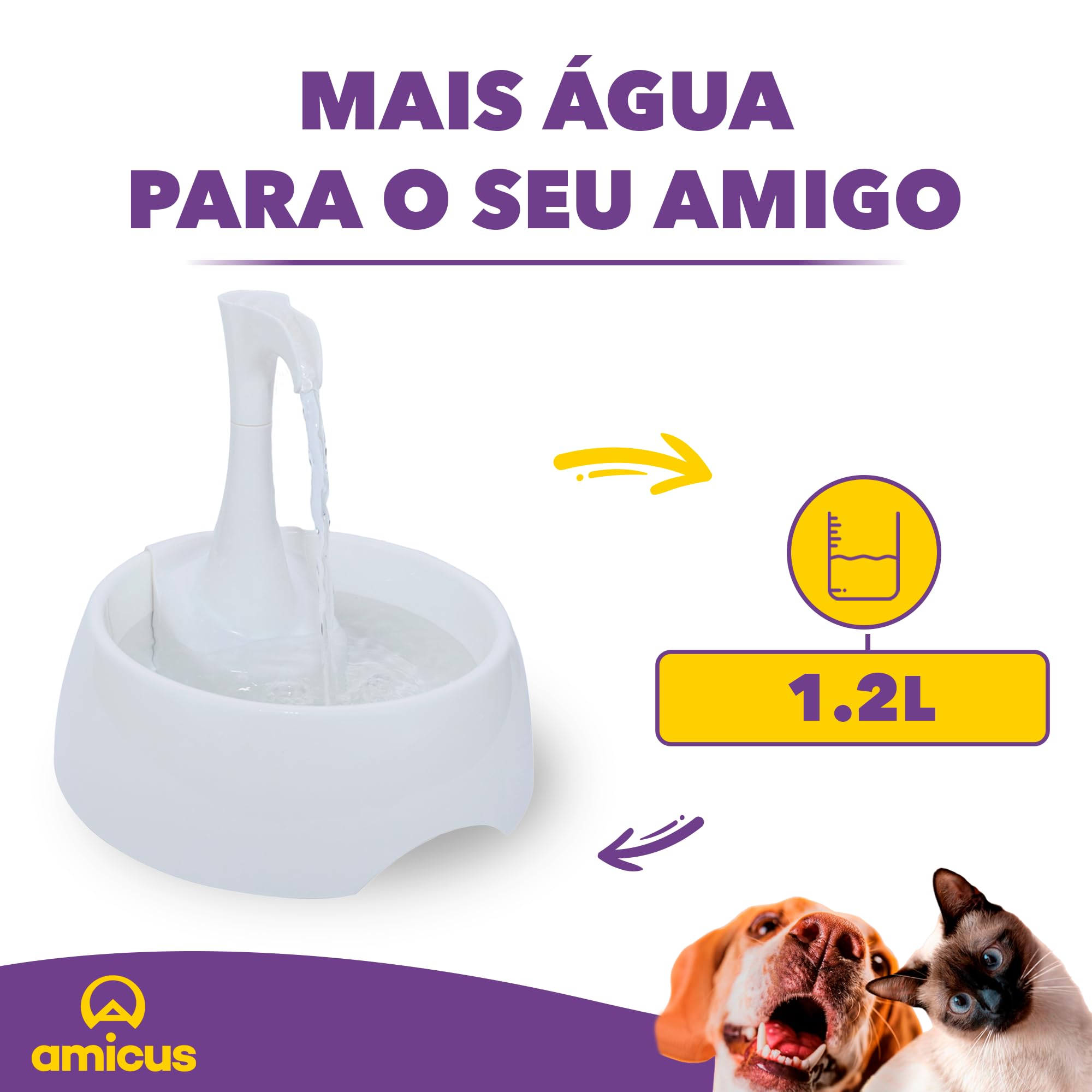 Amicus Aqua First con filtros reemplazables para agua limpia y fresca.