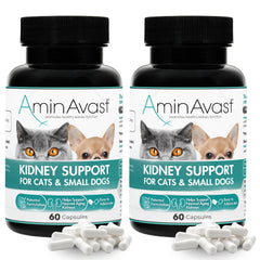 AminAvast: cápsulas espolvoreables sobre comida, apoyo renal diario para mascotas pequeñas.