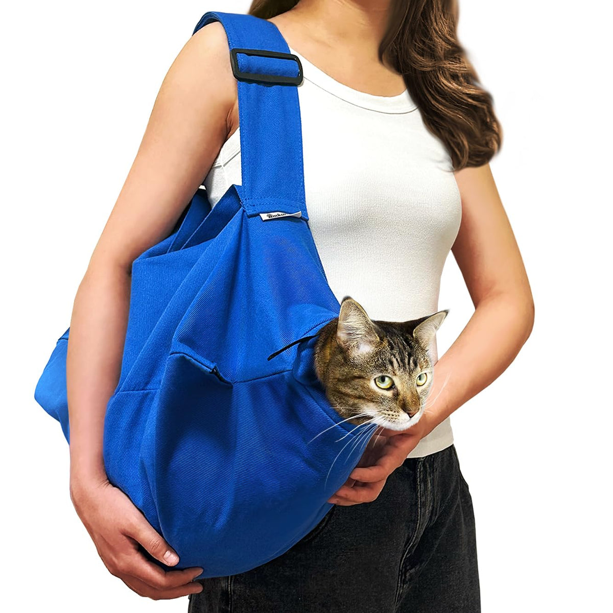 Amkune bolsa porta-gato calma para visitas veterinarias, mantiene al gato tranquilo.