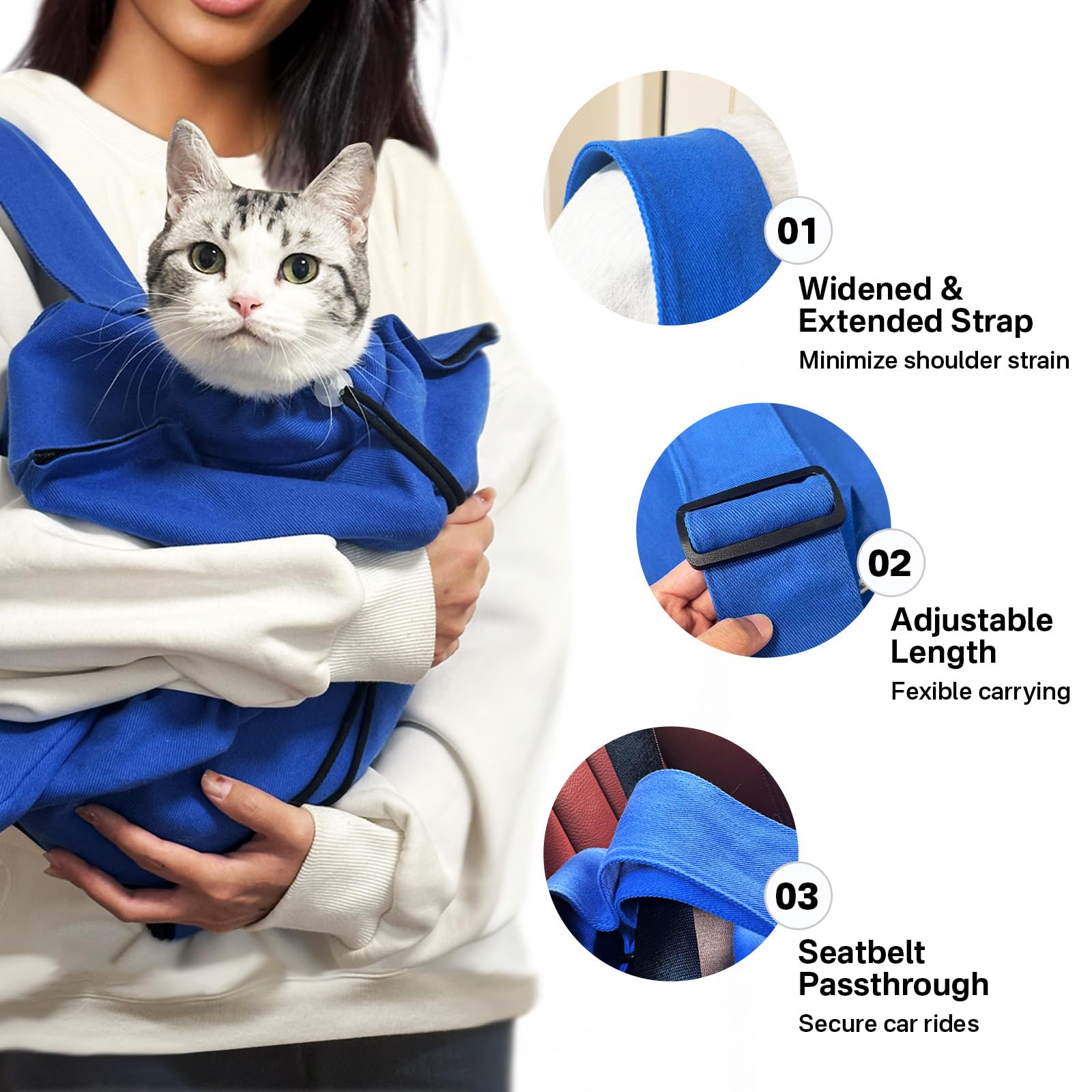 Amkune correa ergonómica porta-gato, transporte cómodo sin fatiga de hombros.