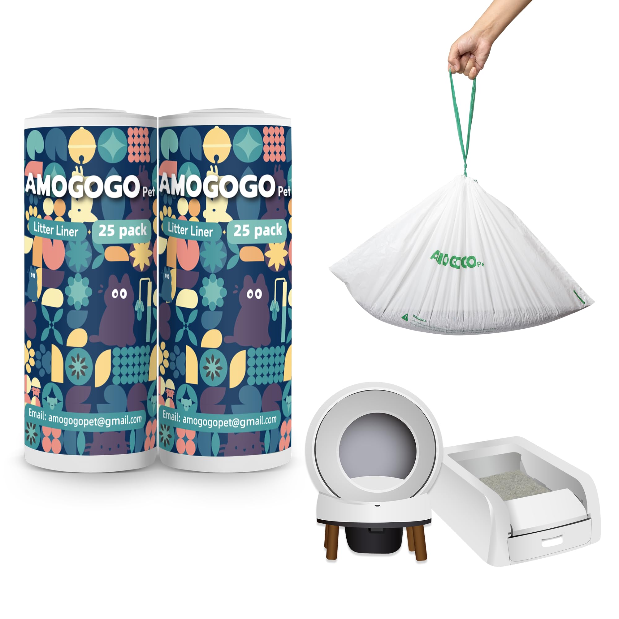 AMOGOGOPET bolsas para caja de arena 23x12, compatibles con PetSafe Clumping y SmartSpin, ajuste perfecto.
