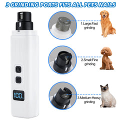La amoladora silenciosa de uñas para perros y gatos tiene dos puertos ajustables.