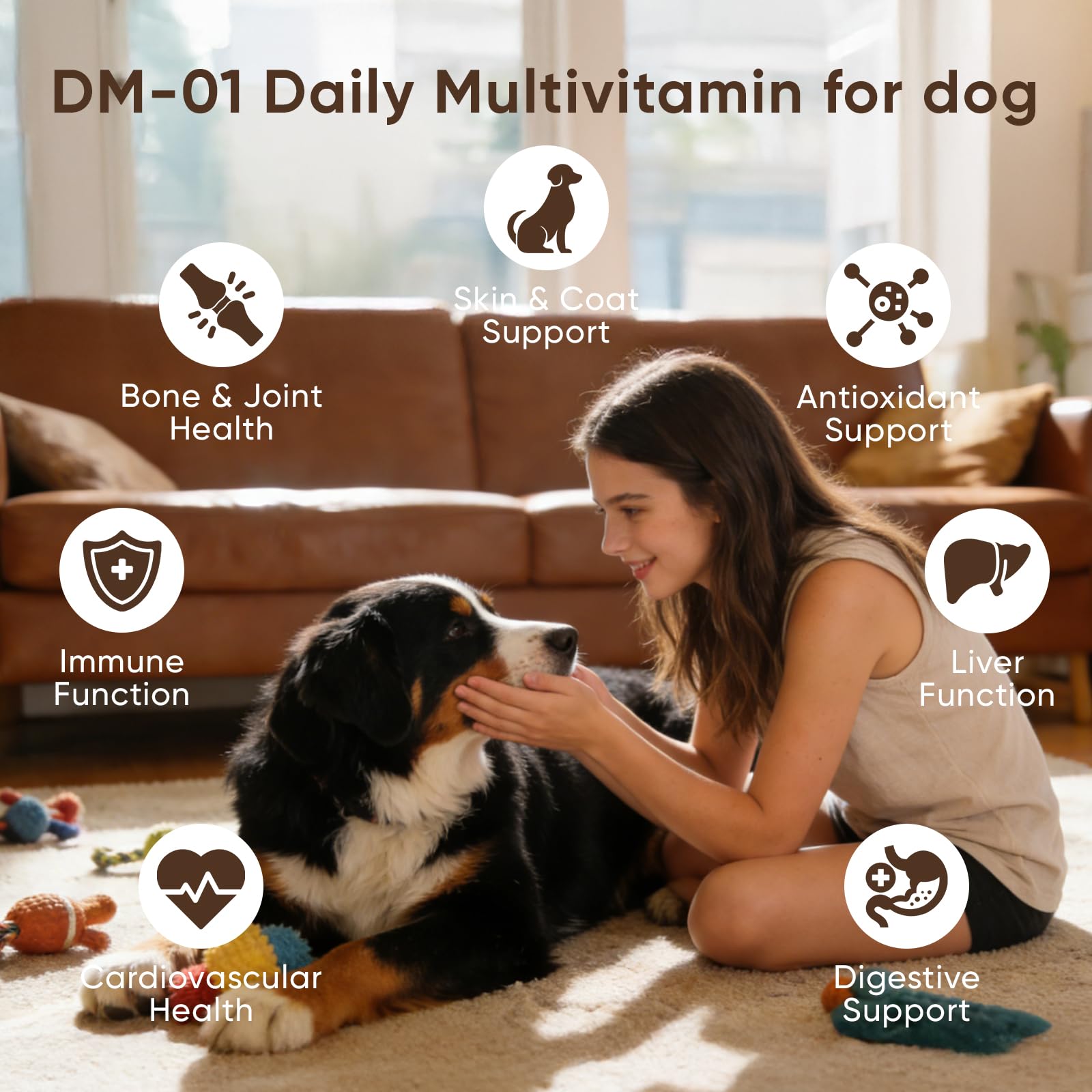 AMOQUCT DM-01 gomitas, energía y cognición para perros activos.