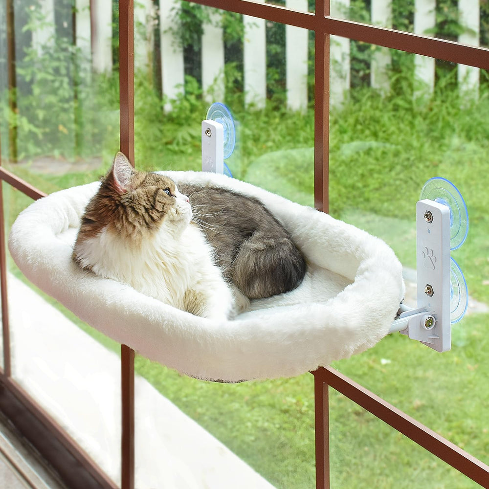 AMOSIJOY percha de ventana para gatos con acolchado suave para descansar