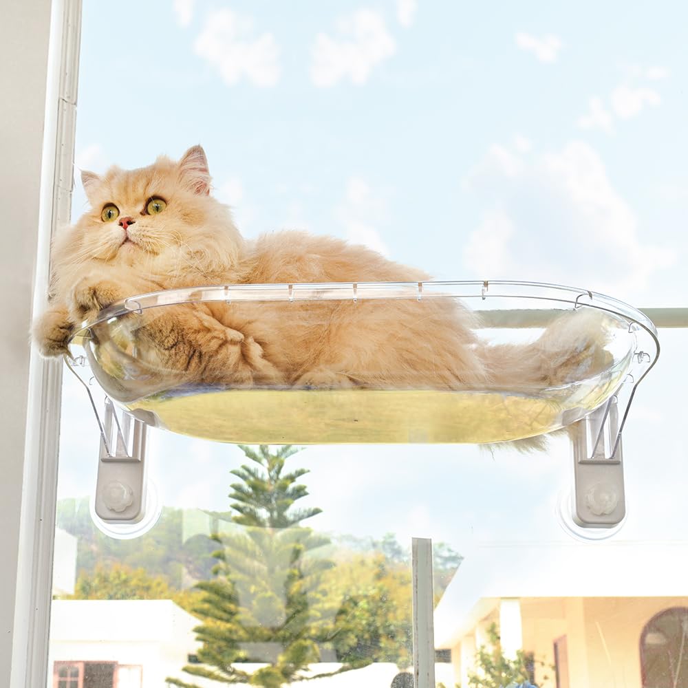AMOSIJOY percha de ventana transparente con vista 360 para tu gato.