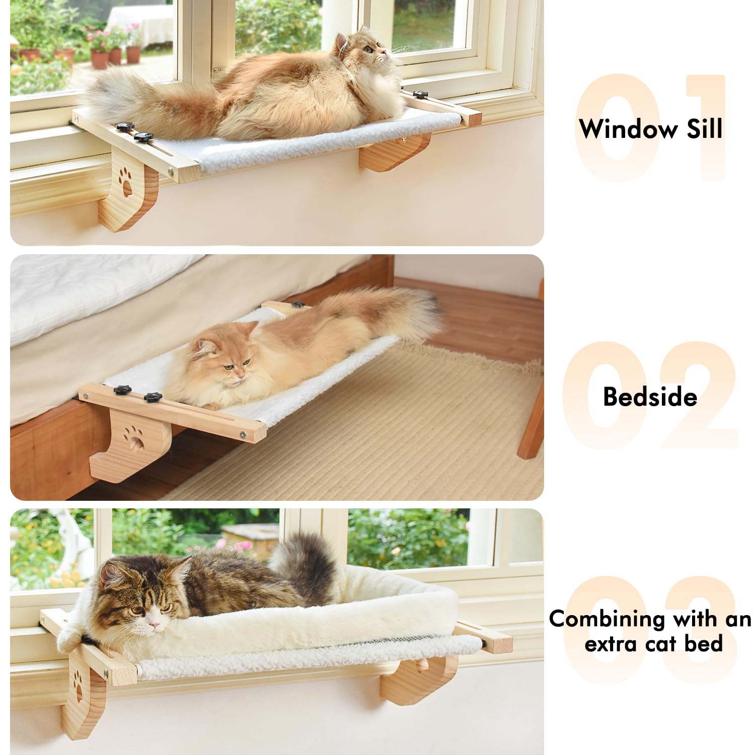 AMOSIJOY Confort-sol-y-vista-exterior para descansos felinos