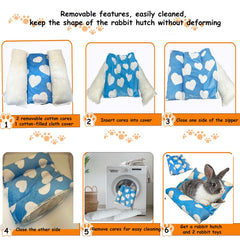 Amremsu cama para conejos, diseño doble cara para distintas estaciones.