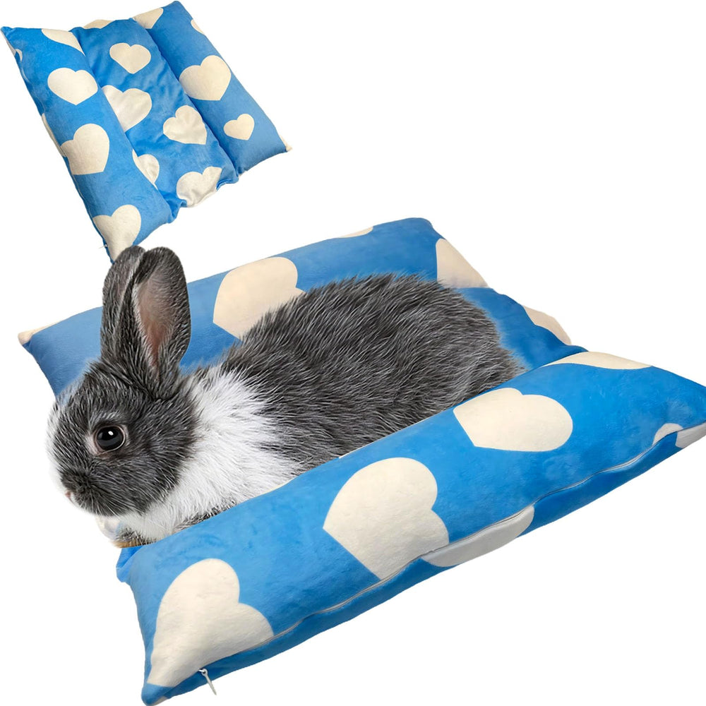 Amremsu cama para conejos, frente azul, descanso cómodo y cálido.