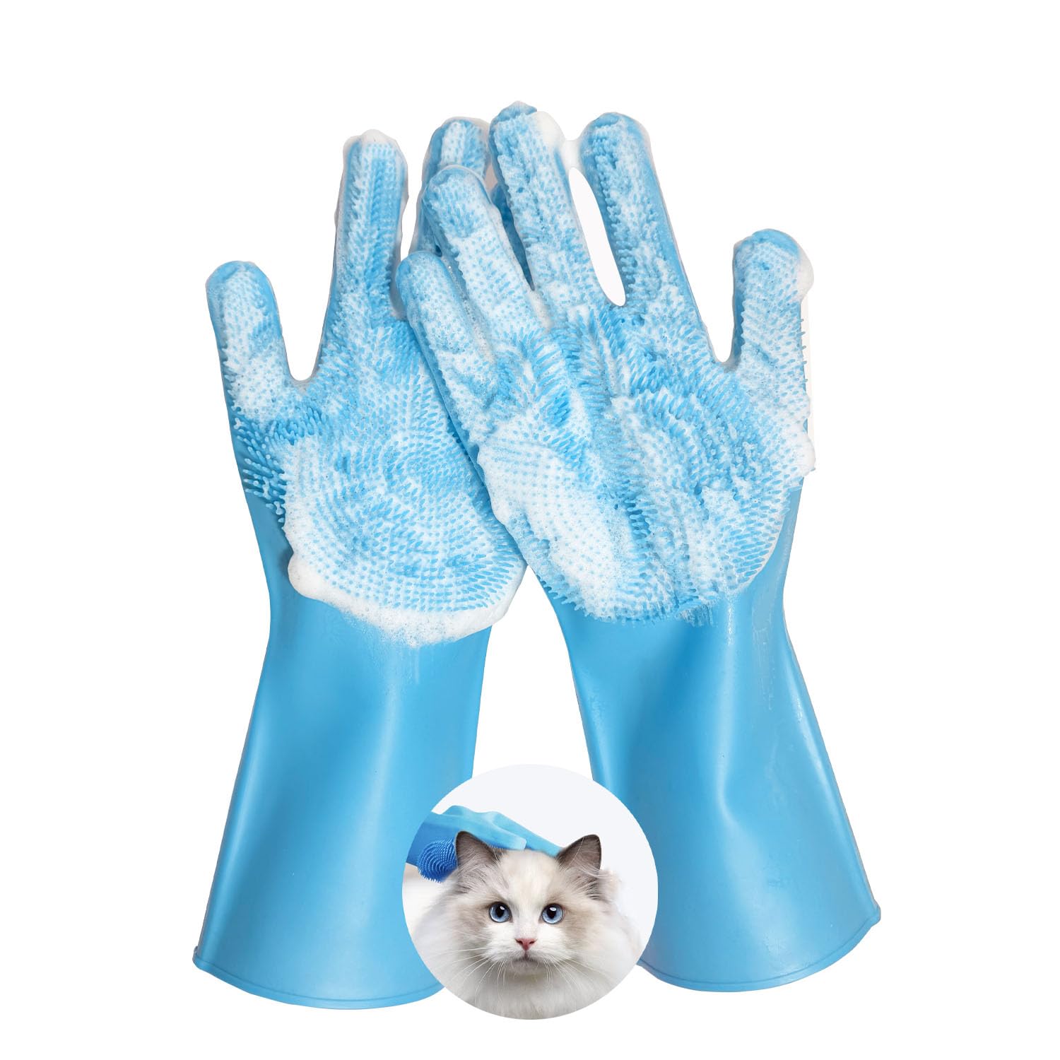 Anazzly guantes de cuidado del pelaje para perros en lavado, protección total de la mano.