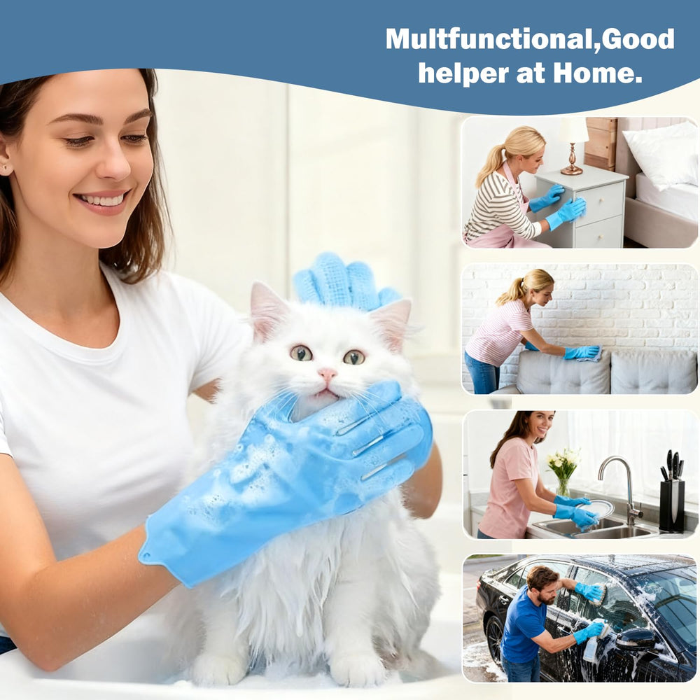 Anazzly guantes de uso mojado y seco para limpieza y baño de mascotas.