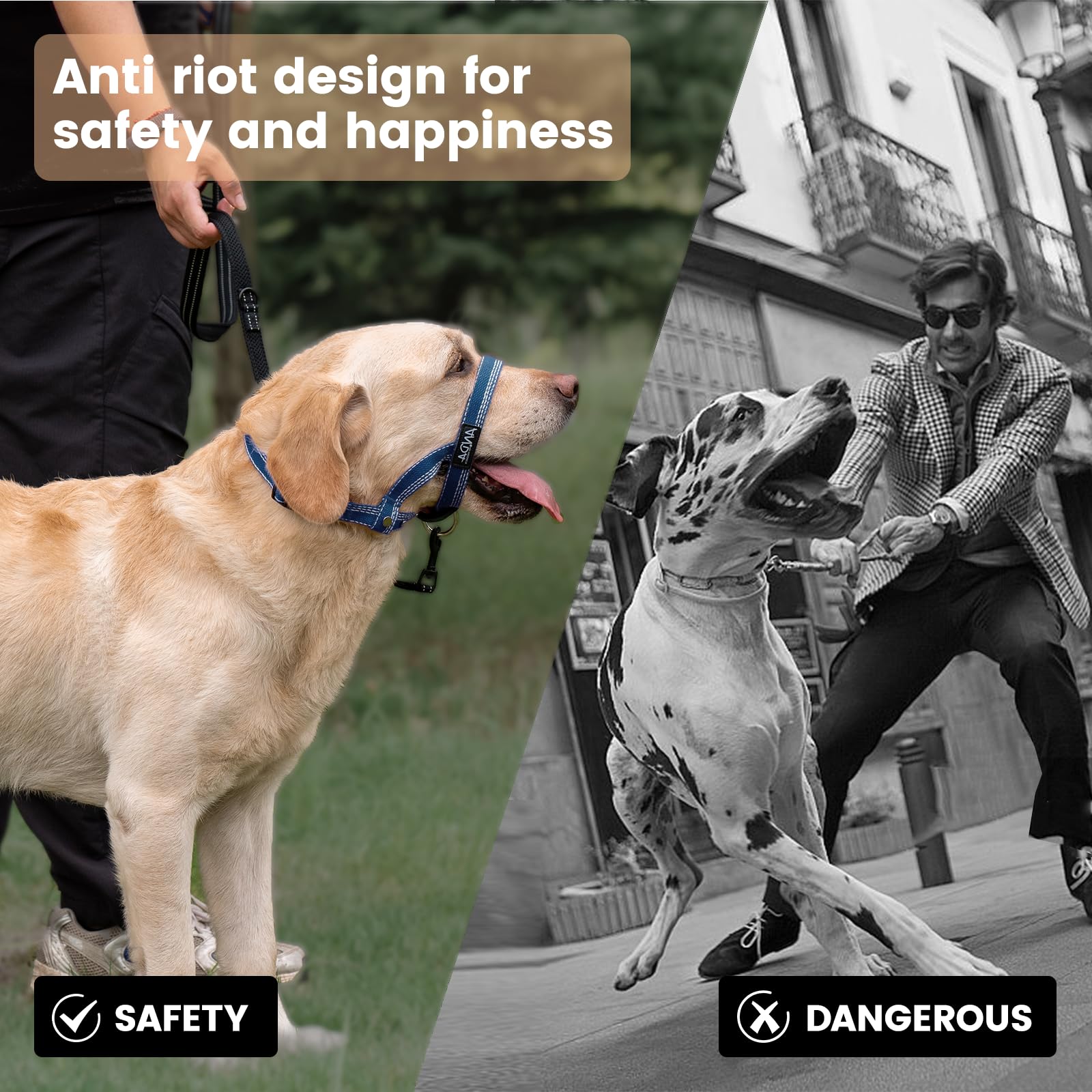 ANDA collar guía suave versátil para reducir mordidas y ladridos durante caminatas