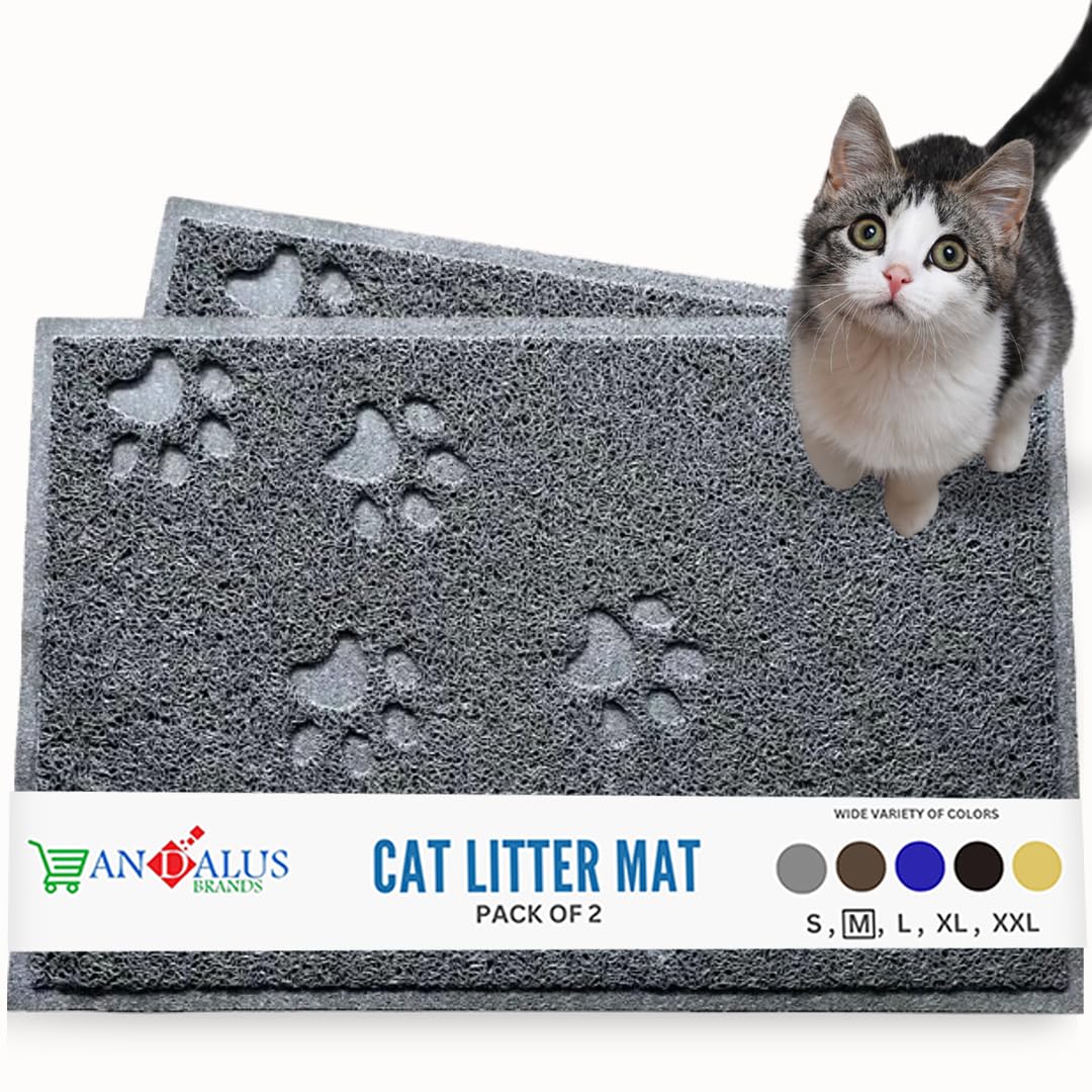 Alfombrilla Andalus para caja de arena mediana, paquete de 2, atrapa arena y facilita limpieza.