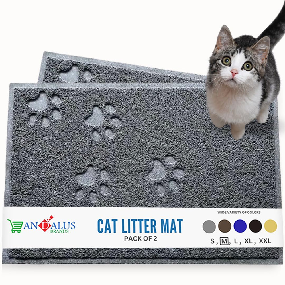 Alfombrilla Andalus para caja de arena mediana, paquete de 2, atrapa arena y facilita limpieza.
