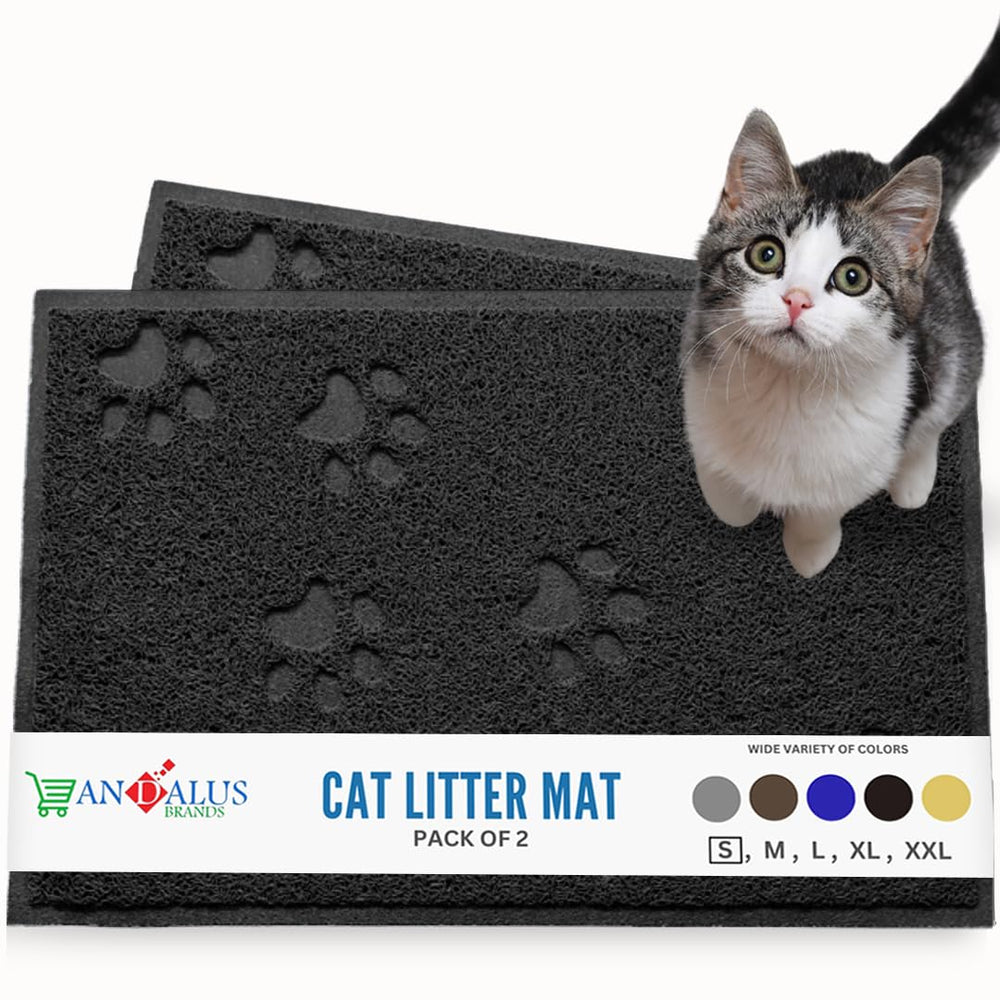 Andalus Brands: alfombra para arena de gatos, vista frontal, captura arena y mantiene el suelo limpio.