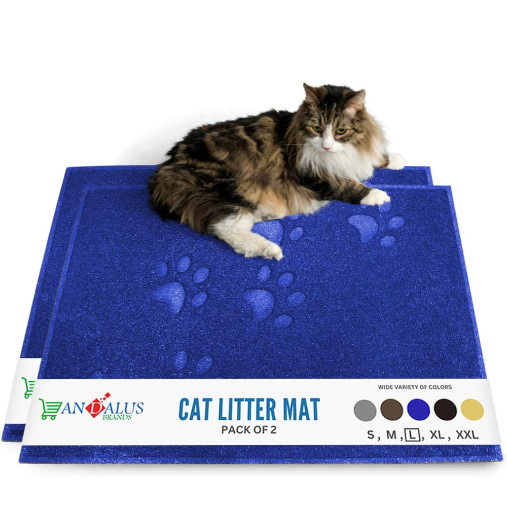 Almohadilla para arena de gatos Andalus Brands, grande y azul, protege el suelo.