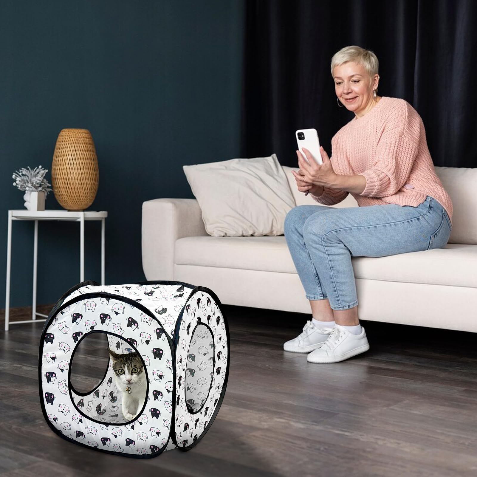 Andiker tunel para gatos, perfecto para esconderse y ejercitarse.