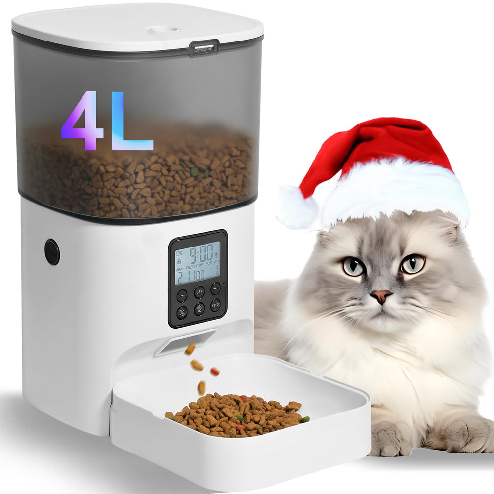 Andoll Home alimentador automático para gatos, vista frontal, alimentación precisa y programable.