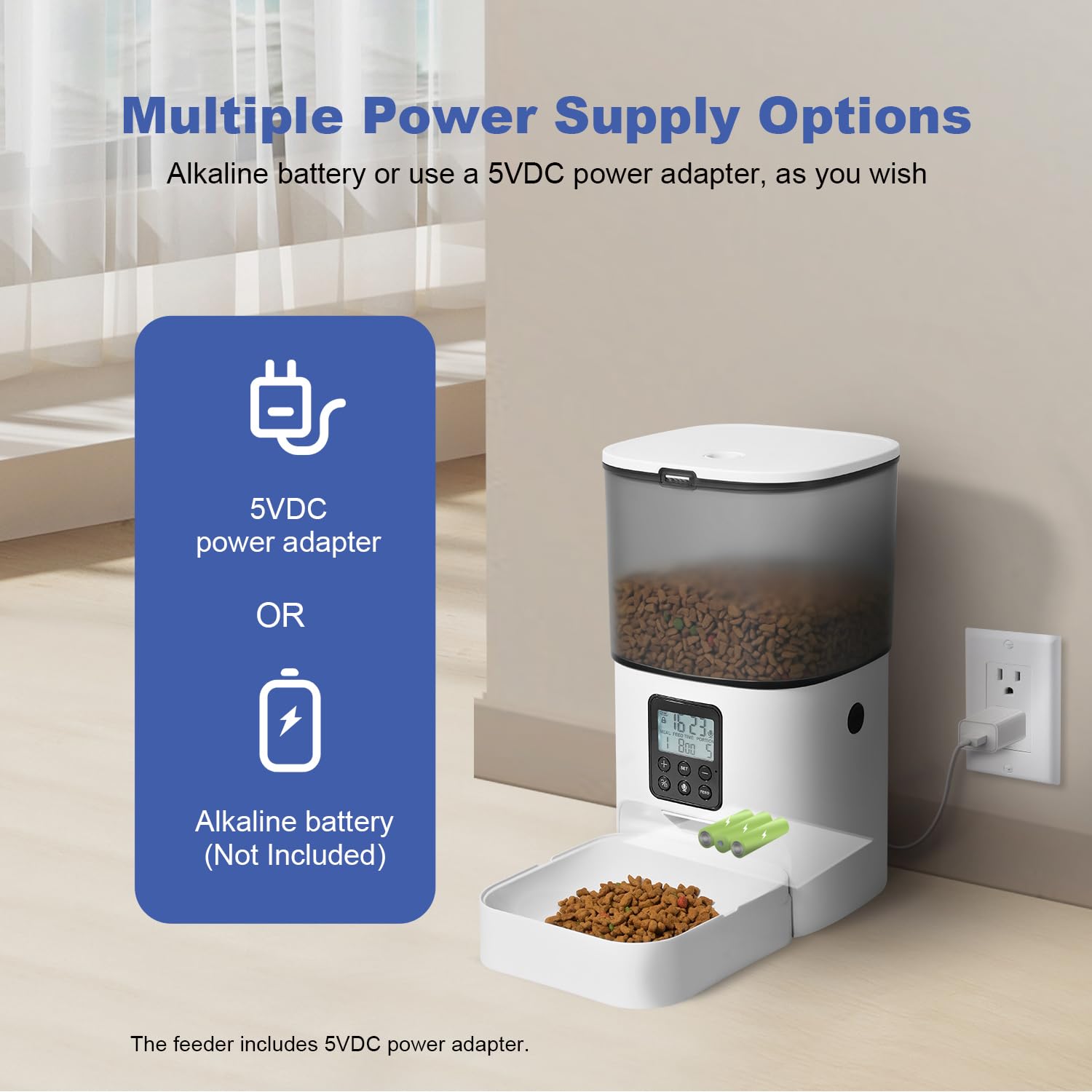 Andoll Home, dos opciones de alimentación: adaptador 5V y pilas alcalinas.