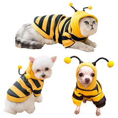 Anelekor Modelo luce capucha amarilla, look adorable para perros y gatos.