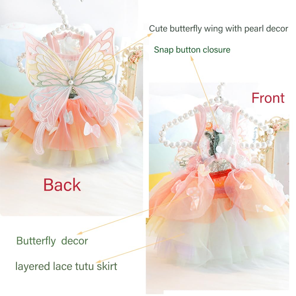 Anelekor vestido arcoíris mariposa, tela encaje suave, cómodo para uso diario.