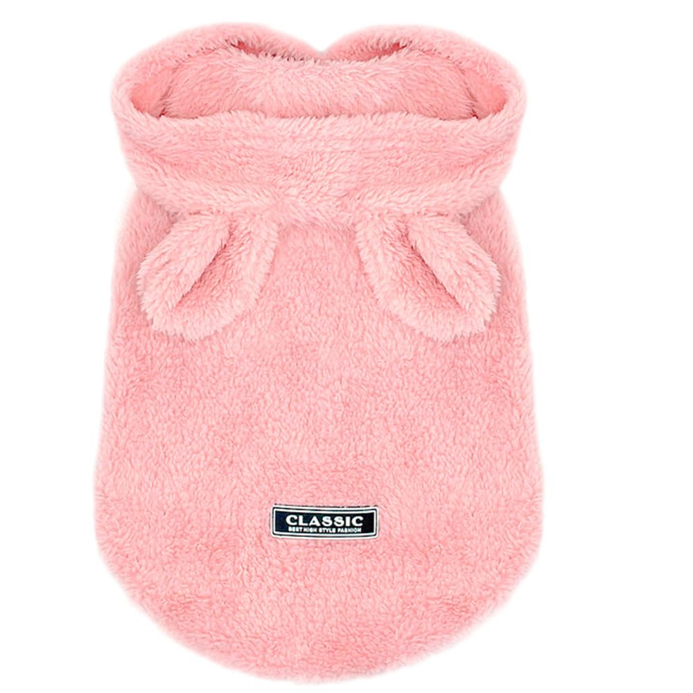 Anelekor sudadera con capucha orejas de conejo rosa, forro polar suave para mascotas.