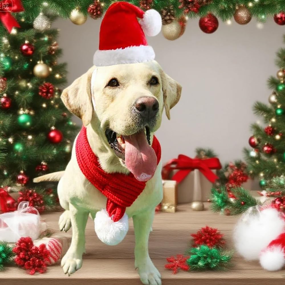 ANIAC pañuelo navidad para perro rojo, aporta calor y estilo