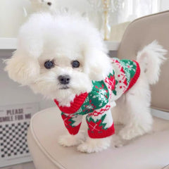 Sudadera AniAC para perro pequeño con diseño festivo rojo.