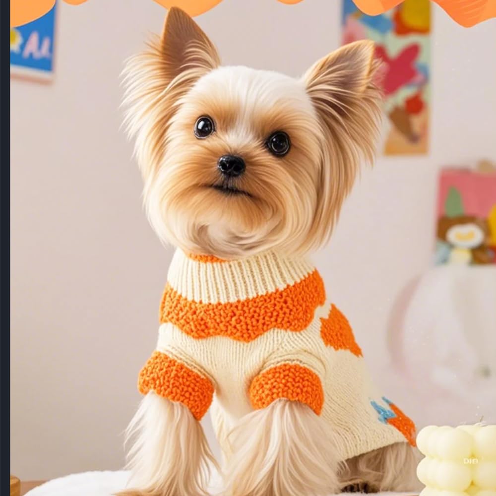 ANIAC sudadera para perro pequeño con cuello alto naranja, cómodo para paseos diarios.
