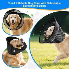 Cono inflable suave de AnimaCure para descanso cómodo durante la recuperación diaria.