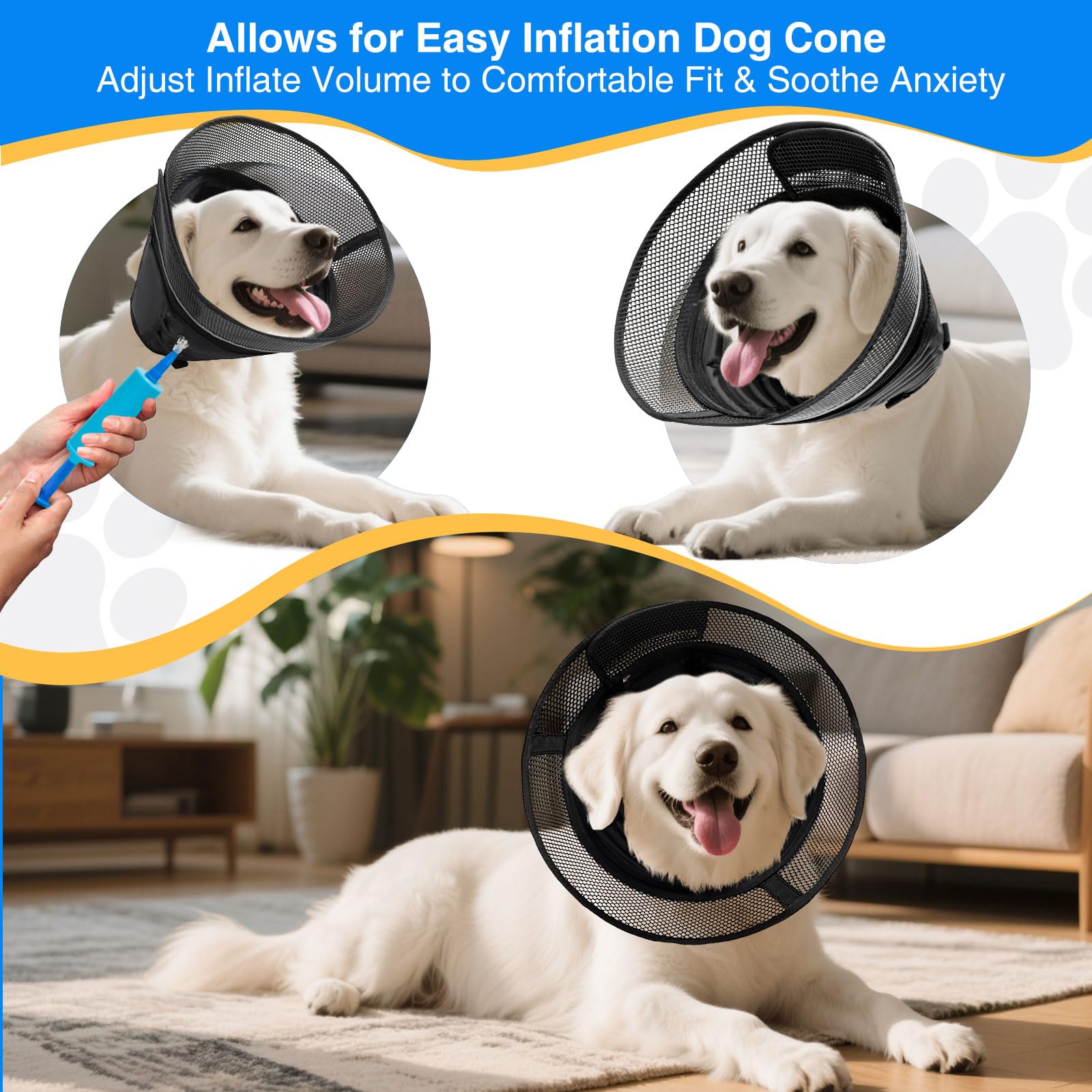 Cuello ajustable de AnimaCure en tejido suave para un soporte cómodo.