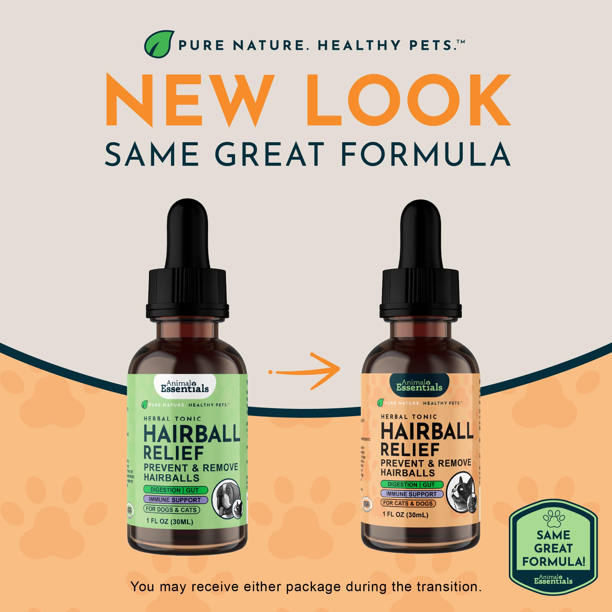 Animal Essentials Hairball Relief Formula, extracto de raíz de malvavisco, apoya el paso de desechos.