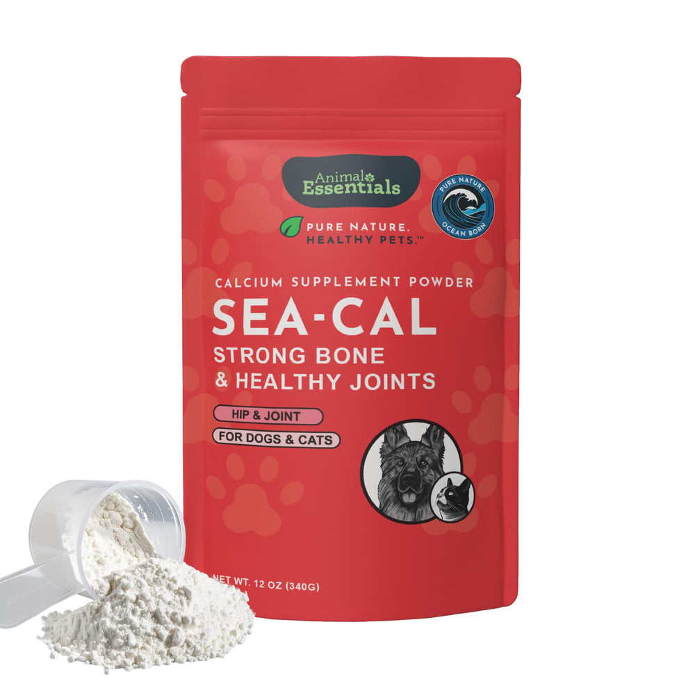 Animal Essentials Sea-Cal polvo calcio marino para huesos fuertes y dientes sanos.