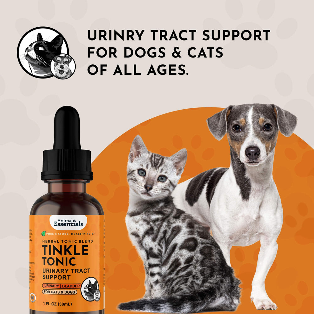 Animal Essentials Tinkle Tonic, uso diario para mascotas con cuidado natural.