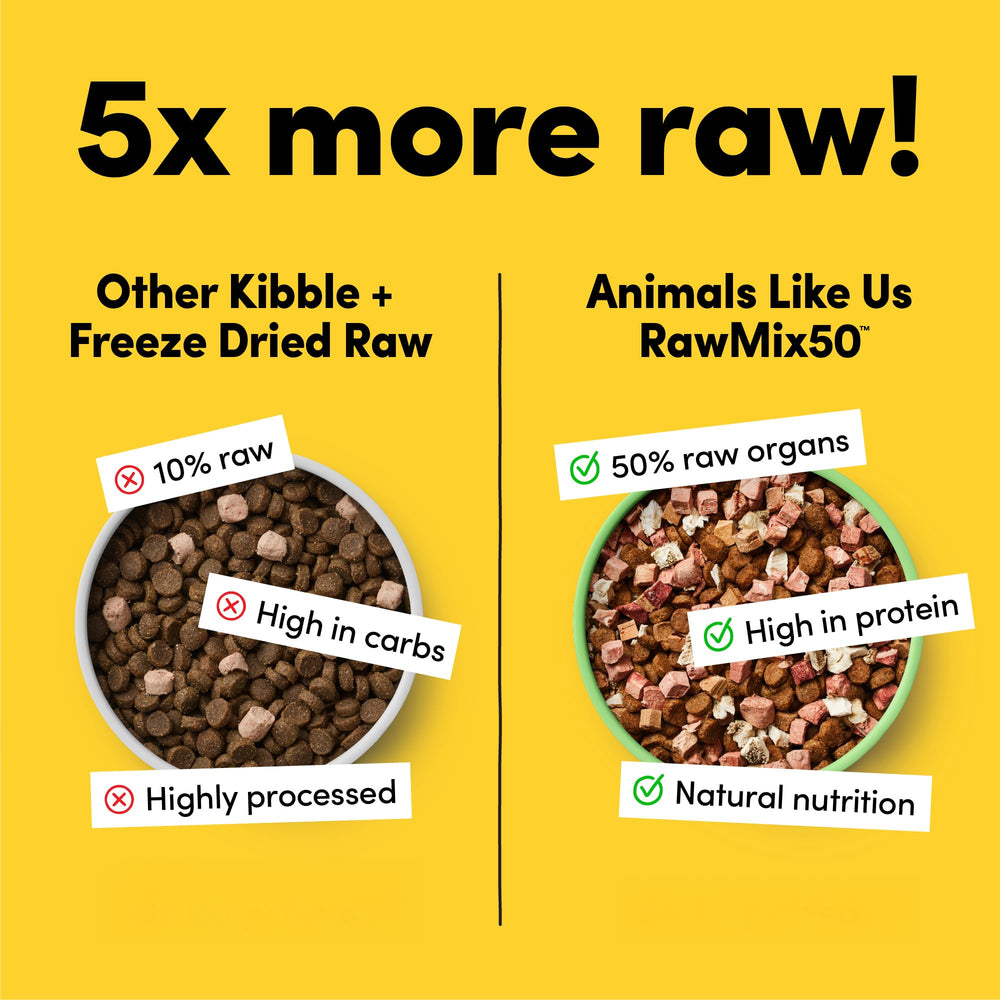 Animals Like Us RawMix50: presentación de 12 onzas para almacenamiento fácil