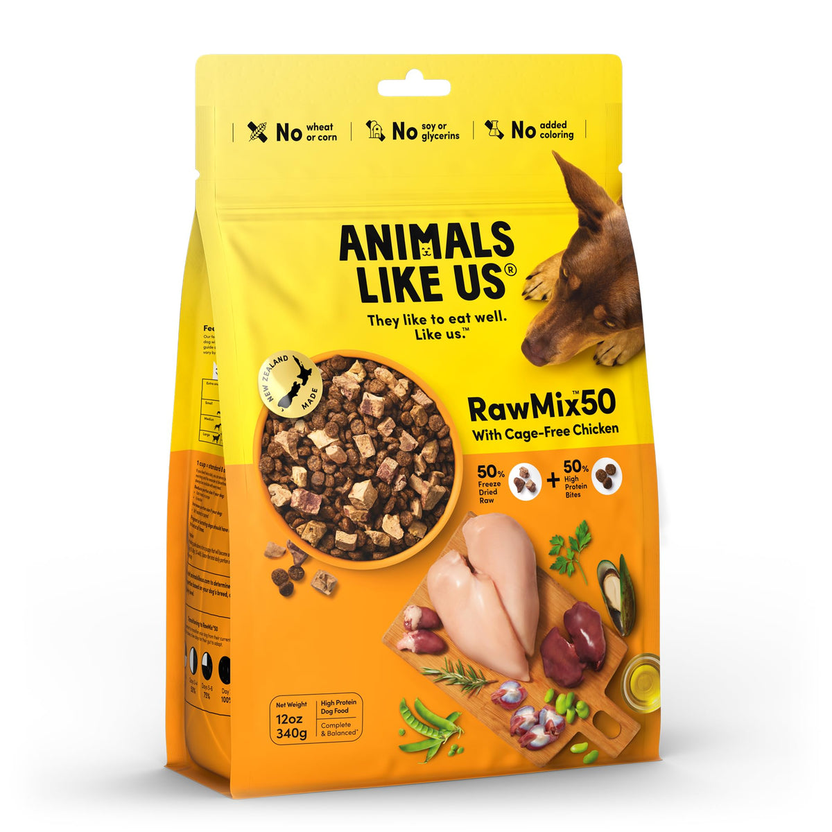 Animals Like Us RawMix50: tazón con bocados crudos deshidratados para una comida sabrosa