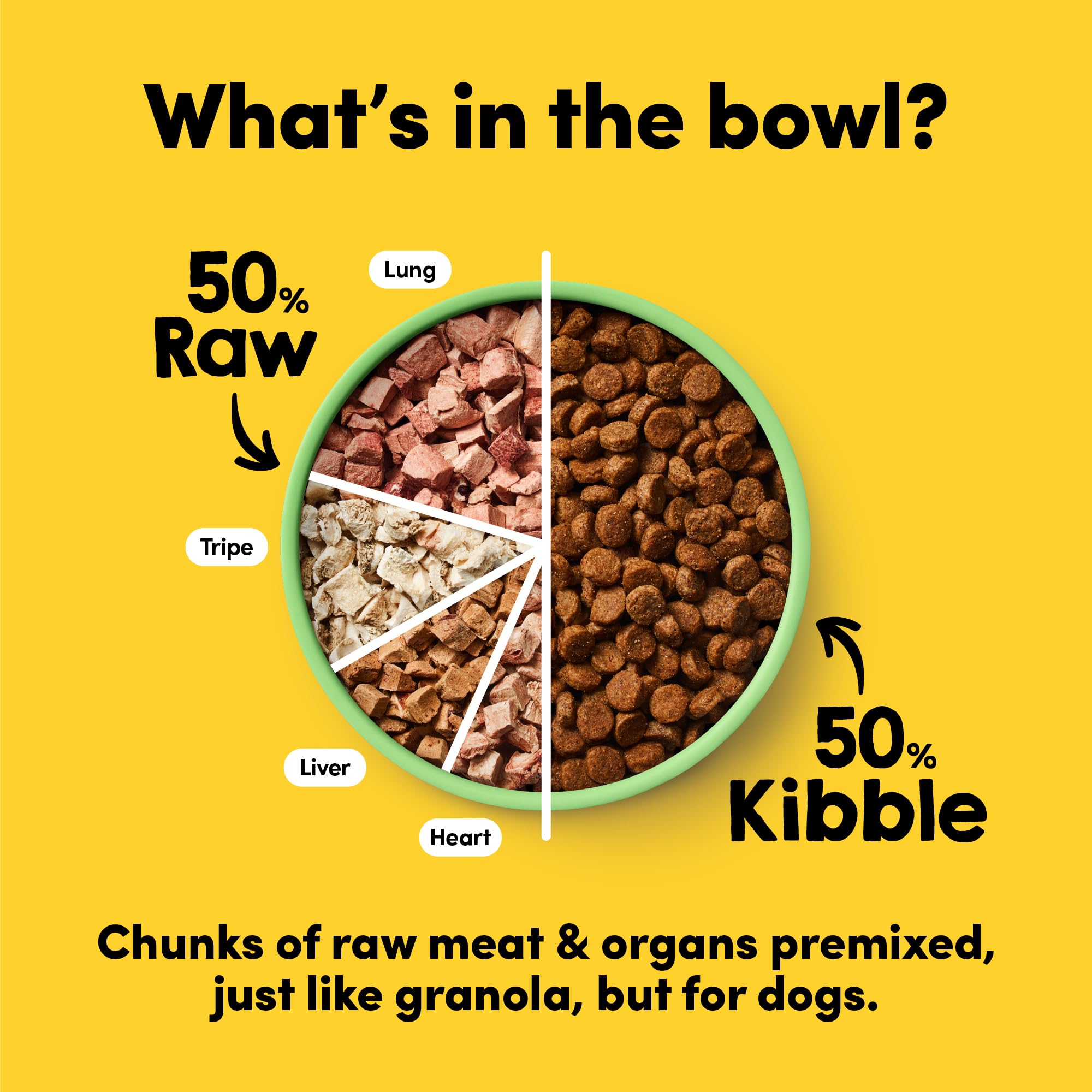 Animals Like Us RawMix50: trozos de órganos de cordero deshidratados para variedad nutritiva.