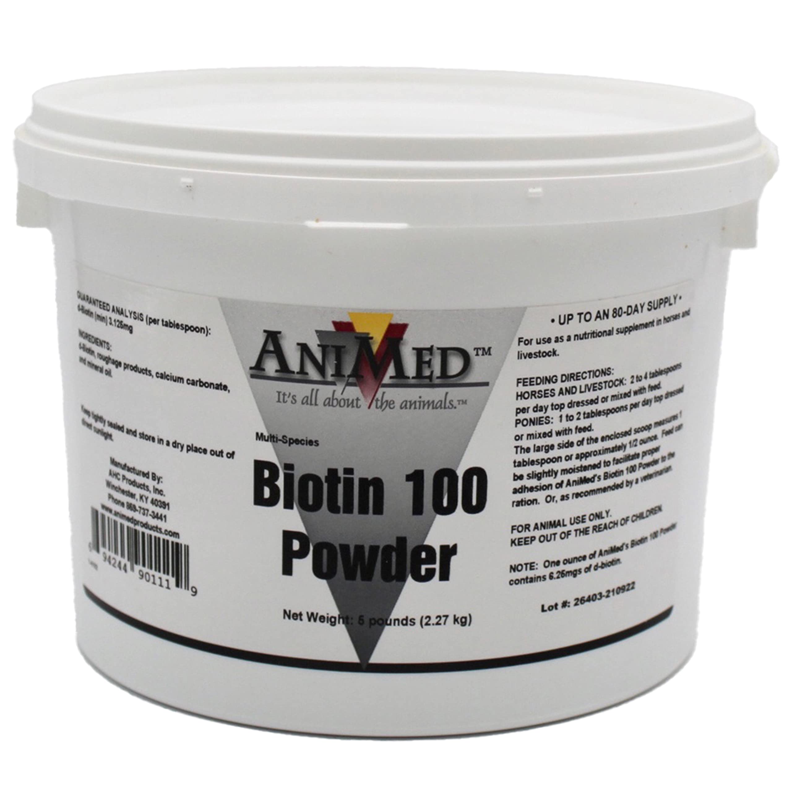 AniMed Biotina 100, botella de 5 libras para nutrición diaria de mascotas