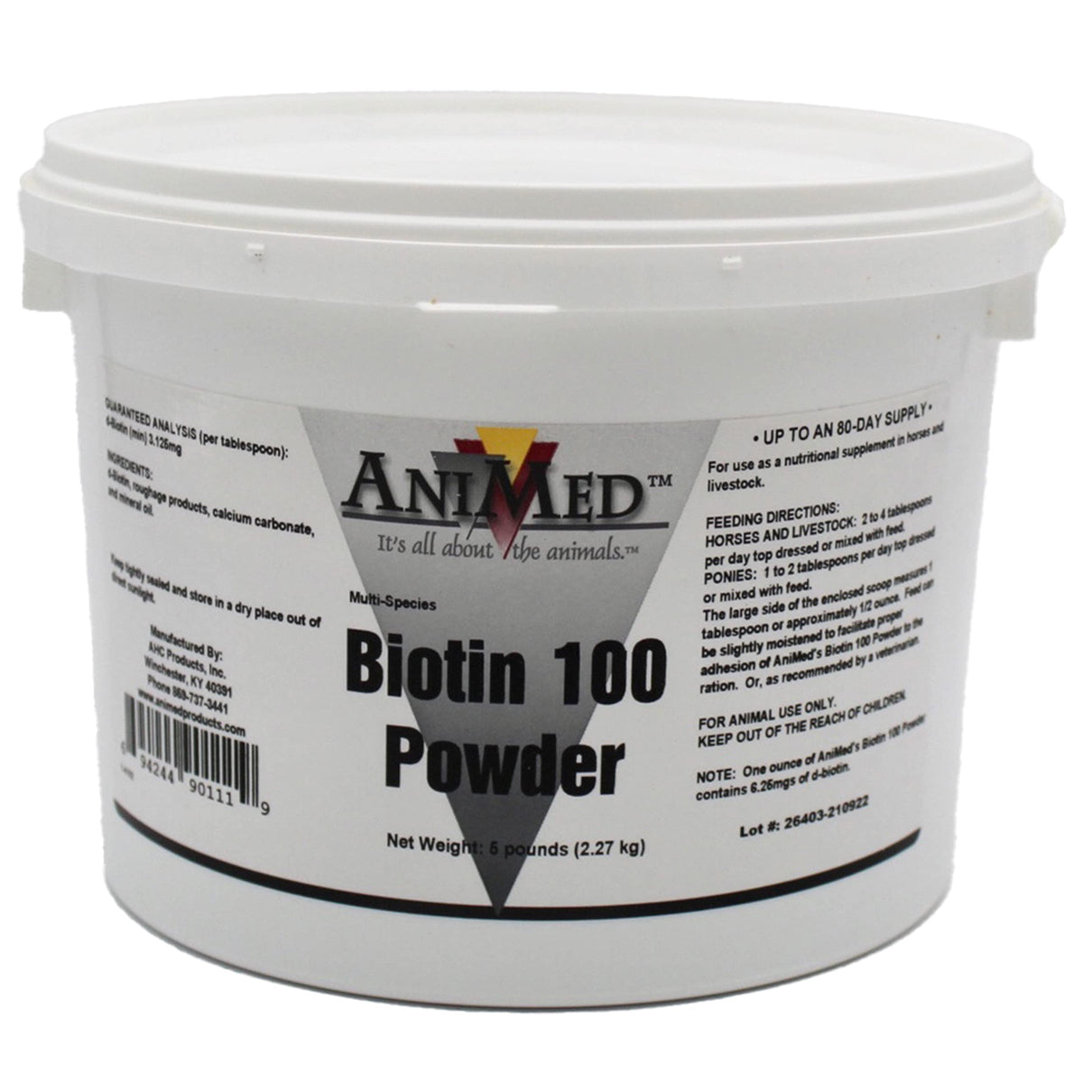 AniMed Biotina 100, botella de 5 libras para nutrición diaria de mascotas