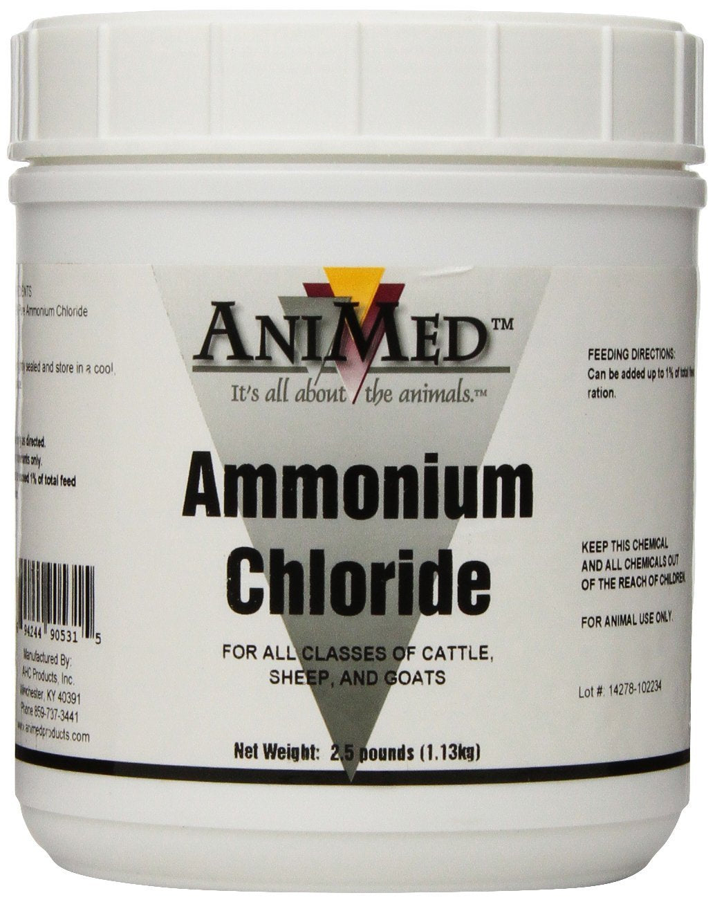 AniMed cloruro de amonio en polvo en empaque de 2,5 lb para apoyo al manejo urinario en animales